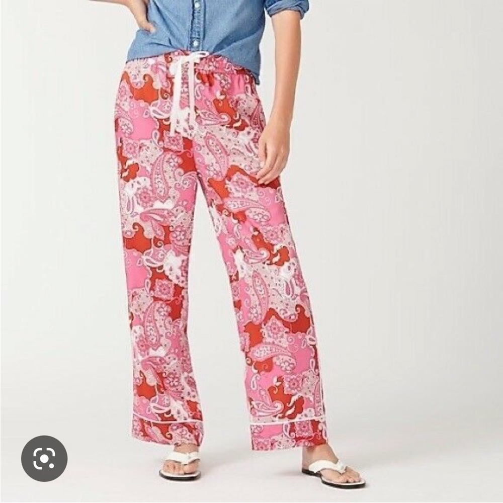 J. Crew silk wide leg paisley pant.